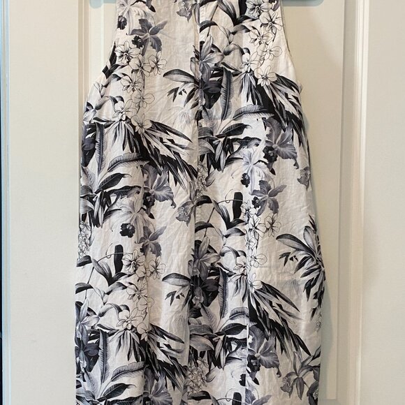 Tommy Bahama Two Palms Ruffled Linen Dress Black and White - Picture 2 of 5